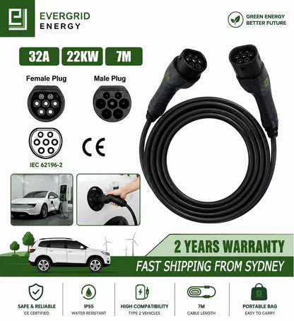 22Kw EV Type2 Charging Cable