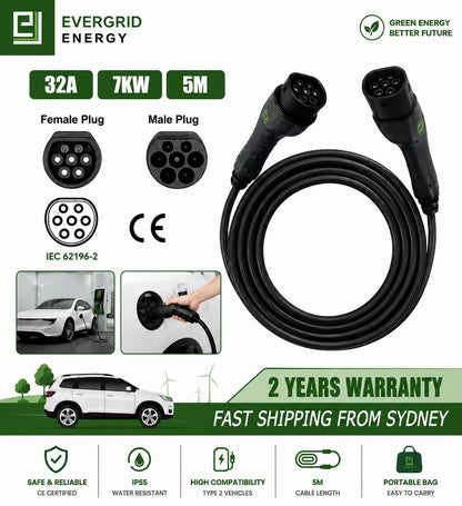 7Kw 5m EV Type2 Charging Cable